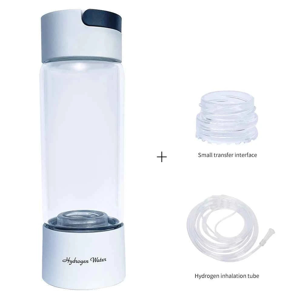Bluevida Hydrogen Water Generator Bottle - Glass Cupbody - DuPont SPE & PEM Dual Chamber Maker Ionizer - H2 Inhalation Device