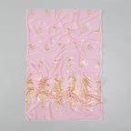 Elegant Peacock Printed Hijab Gold Glitter Polyester Scarf For Woman Solid Color Shawls Summer Sun Protection Headband 170*60cm
