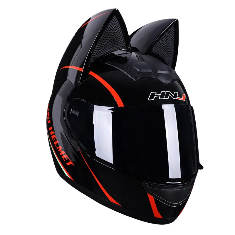 Cat Ear Motorcycle Helmet For Women Full Face Motocross Motorbike Men's Moto Helmet Breathable DOT Certification Girlfriend Gift