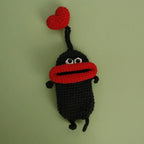 Funny Fruit Sausage Mouth Crochet Keychain Key Holder