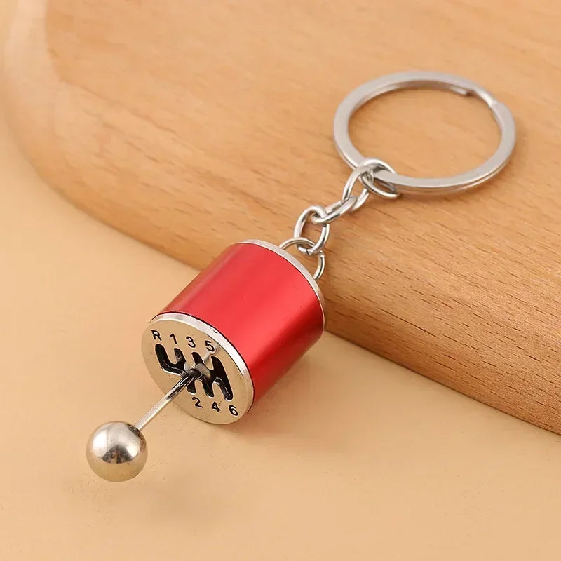 Mini Turbocharged Keyrings Car Style Gearbox Pendant Old Button Keychain Gear Shift Metal Car Modification Gear Shift Keychain