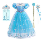 Children Snow Queen Costume Kids Elsa Cosplay Performance Sequins Disguise Girls Princess Party Elegant Fantasy Halloween Dress