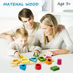 Montessori Wooden Shape Sorting and Stacking Educational Toy for Toddlers