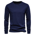AIOPESON Solid Color Cotton T Shirt Men Casual O-neck Long Sleeved Mens Tshirts Spring Autumn High Quality Basic T-shirt Male