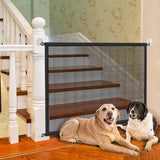 Pet Dog Safety Barrier Fence – Folding Mesh Gate with 4 Hooks for Stairs & Doorways