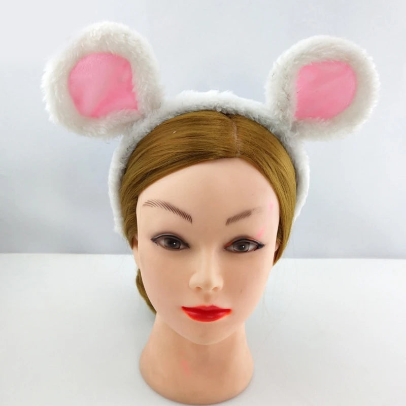 Plush Mouse Ears Headbands Cartoon Animal Ears Hair Hoop Cute Bear Ears Hairband Halloween Party Costume Photo Props F3MD