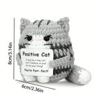 Positive Crochet Cat Mini Animal Emotional Support Gift, Fun Crochet Mini Handmade Cat, Suitable for Female Male Friends Mom Daughter Son, Plush Duck Shark Penguin Decorative Ornament, Birthday Christmas Decoration Graduation