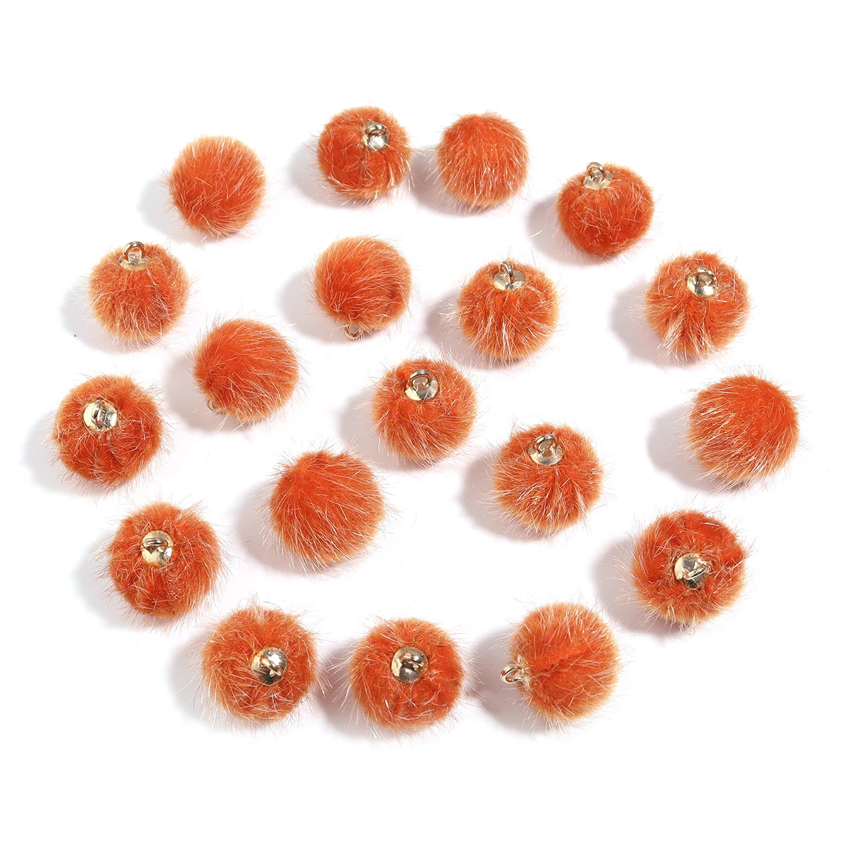 20pcs Plush Fur Covered Ball Beads Charms Multicolor Pompom Pendant For DIY Jewelry Making Necklace Bracelet Earring Accessories