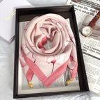 Luxury Magnetic Buckle Silk Scarf Women Print Square Scarf For Autumn Winter Warmth And Cold Resistance Fashionabl Scarves
