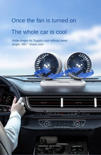 LEIBOO Car USB Fan Dual Head Cooling Air Fan Independent Switch 3-Speed 360 Degree Adjustable Auto Fan Car Electrical Appliances