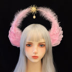 Feather Angel Wing Hair Clips Lolita Barrette Hairpin Lolita Anime Cosplay Hair Accessories Anime Halloween Black White Headwear