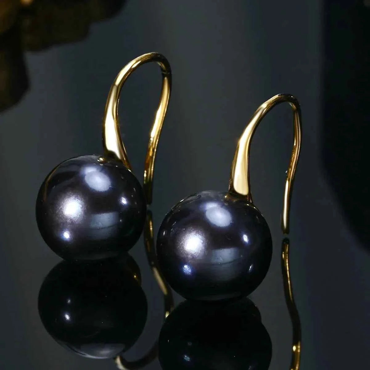 New Fine Grade AAAA Freshwater Pearl Earrings For Women Wedding Party Jewelry Earrings Black Pink White Purple 8-9mm Bread Round