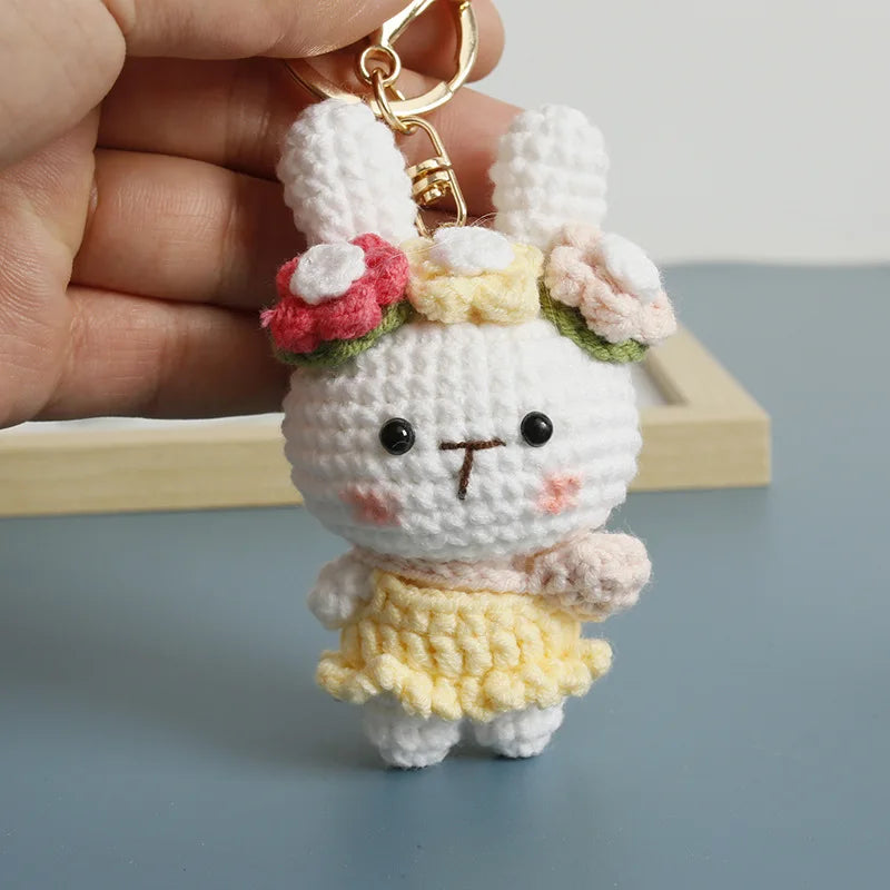 Cute Rabbit Crochet Keychain Handmade Bunny Bag Charm