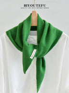 100% Australian Wool Knitted Triangle Scarf Shawl Women's Autumn  Winter Warm Neck Protection Scarf Decorative  Small Scarf