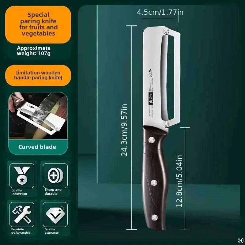 Stainless steel peeler with imitated wood handle for peeling and slicing fruits and vegetables | Durable and smooth operation