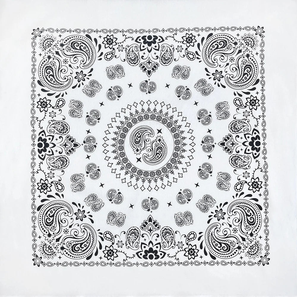 70CM Oversized Hip Hop Amoeba Cashew Cotton Square Bandana Scarf Headband Black Paisley Gifts For Men/Boys/Girls