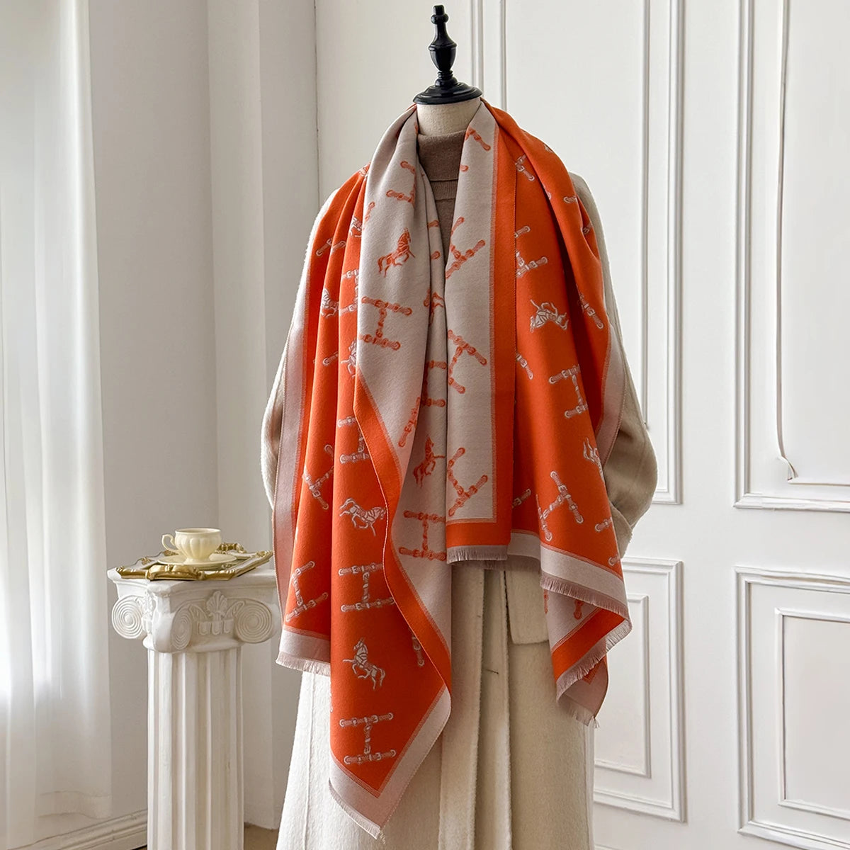 Women's Cashmere Winter Shawl – Vintage Floral Pashmina Wrap