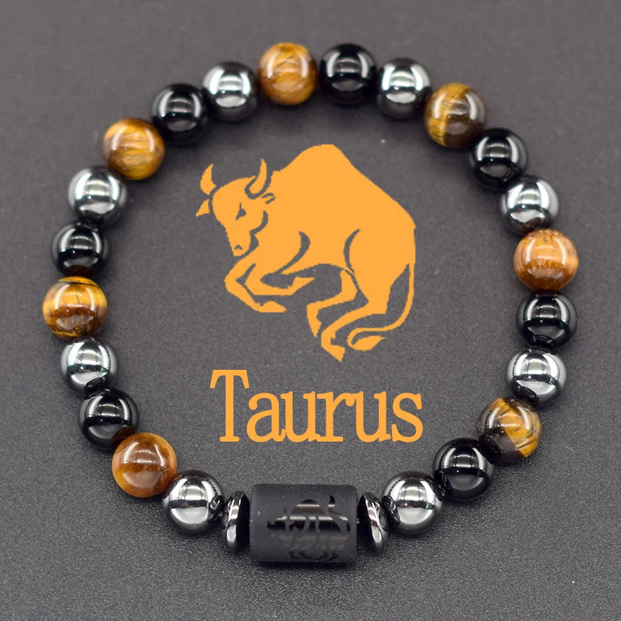 12 Zodiac Sign Bracelet Homme Constellation Bracelet for Men Aries Virgo Leo Libra Charm Bangle Women Friendship Jewelry on Hand