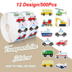 500/1000 Pcs Easykart Truck Vehicle Stickers Construction Stickers Roll For Kids Teens Vehicle Car  Potty Stickers For Home Part