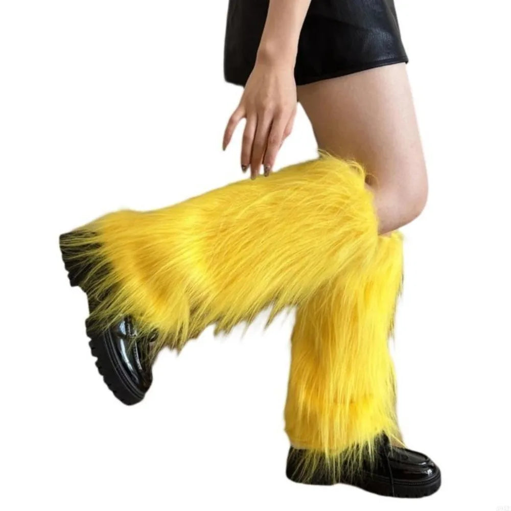 Foot Cover Faux Fur Furry Leg Warmers 40cm Japanese Style Lolita Boots Cover Kawaii Y2K Warm Knee Sleeve Autumn/Winter