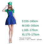 Game Bros Super Luigi Brothers Uniform Set Cosplay Costumes Funny Anime Adult Men Jumpsuit Woman Dress Halloween Costume