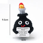 Positive Energy Duck Doll Hug Pocket Mini Handmade Plush Wool Knitting Dolls Funny Emotional Support Crochet Gift for Birthday
