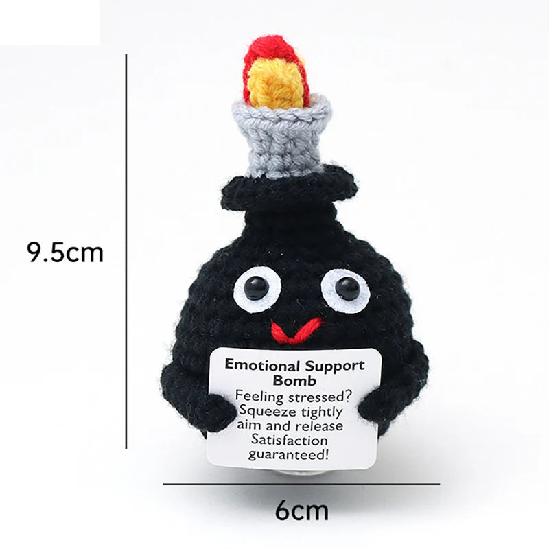 Positive Energy Duck Doll Hug Pocket Mini Handmade Plush Wool Knitting Dolls Funny Emotional Support Crochet Gift for Birthday