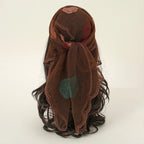 Lace Paisley Embroidery Bandana Square Scarf Elegant Breathable Silk Scarves Women Sunscreen Lightweight Shawl Headband
