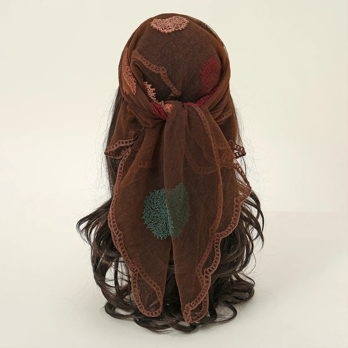 Lace Paisley Embroidery Bandana Square Scarf Elegant Breathable Silk Scarves Women Sunscreen Lightweight Shawl Headband