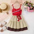 Children Baby Girls Lace Up Sling Summer Dress Princess Sleeveless Suspenders Dresses For 1-10 Years Cool Ventilated Kid Clothes