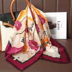 2025 Silk Shawl Print Headscarf Cat Hair Wrap Neckerchief Female Satin Square Scarf For Women Headband Foulard Hijab Bandana