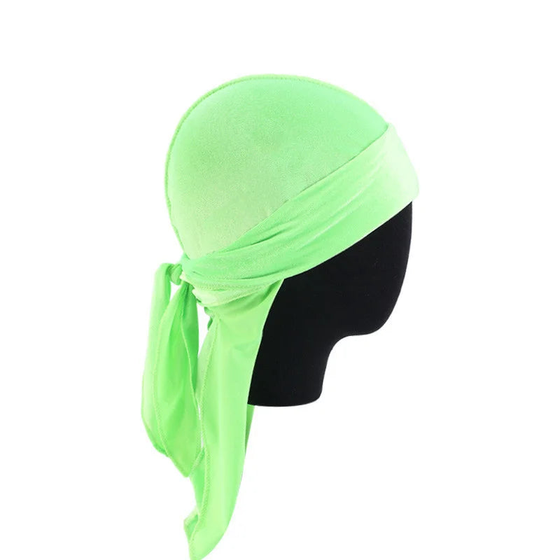 New Unisex Velvet Durags Bandana Turban Hat Men Women Breathable Long Tail Pirate Hats Cap Hip Hop Headband