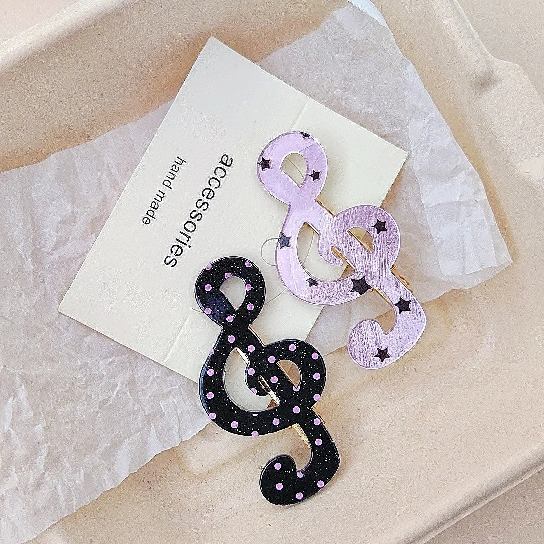 1/2pcs Y2K Style Musical Note Hair Clip Harajuku Hairclips Side Bangs Clip Sweet Girl Hairpin for Women Trendy Hair Accessories