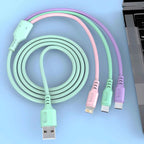 3 In 1 Fast Charging Cable For iPhone15 14 13 12 11 X Pro Max Micro USB Type-C Phone Charger USBC Data Cable