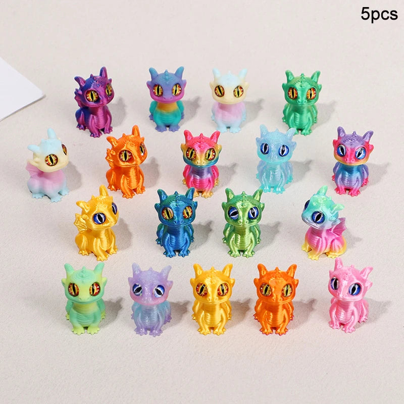 20/5pcs 3D Printed Dragon Ornaments for Kids Birthday Party Favors Pinata Filler Easter Christmas Gifts Home Table Decorations