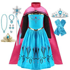 Frozen Elsa Anna Princess Girls Costume Kids Dress Disney Snow Queen Halloween Cosplay Birthday Party Dress Up 2-10 Years