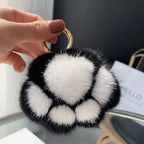 Cat Paw Pendant Keychain Couple Keychain Fluffy Faux Fur Keychain Charm Cute Soft Plush Toy Key Ring Backpack Car Key Pendant