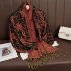 2025 new ethnic style retro shawl cashew flower geometric scarf cloak tassel scarf multi-color variety options available
