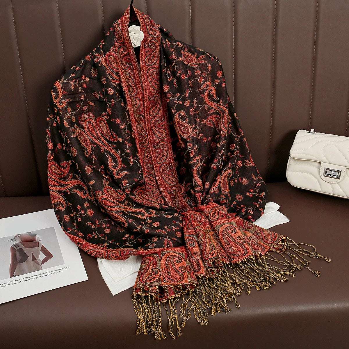 2025 new ethnic style retro shawl cashew flower geometric scarf cloak tassel scarf multi-color variety options available