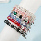 6pcs/set Flower Butterfly Charms Bracelet Elastic Bracelet Colorful Glass Beads Bracelet For Women Girls Fashion Jewelry Gifts