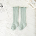 Ruffle Kids Knee High Socks Baby Girls Toddlers Long Soft Cotton Sock Lace Flower Children School Uniform Socks For 0-8 Years