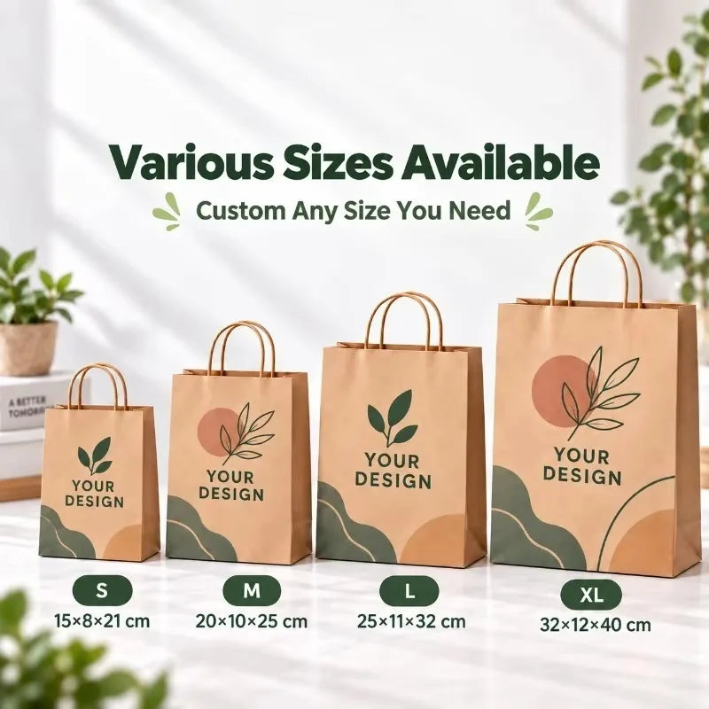 Custom Paper Bags Wholesale Personalized Logo Kraft Paper Shopping Bags Custom Printed Packaging Gift Bags Manufacturer Supplier