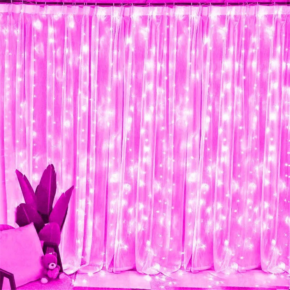 USB Curtain String LampParty Birthday Wall Decoration Garland Wedding Fairy Light 3/6M LED 8 Mode Christmas Light Holiday Decor