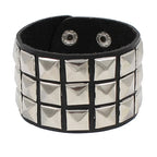 90s Heart Gothic Spike Bracelet Adjustable Punk Rock Bracelet Black Studded Faux Leather Bracelet for Men Women Gift