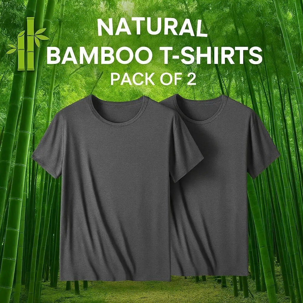 2 Packs Bamboo Fiber Round Neck T-shirts Short Sleeve Classic Tees Sweat-absorbent Gym Man Undershirt Solid Color Tee Black New