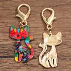 New 8pcs Colorful Alloy Metal Drop Oil Printing Cat Charm Animal Lobster Buckle Kit Pendant For Enamel DIY Jewelry Accessories