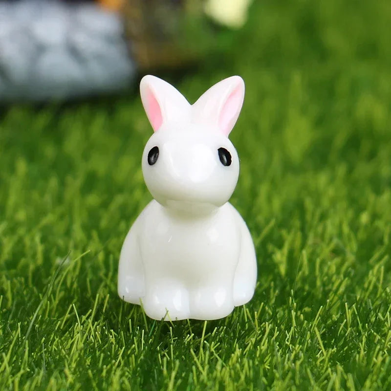 10/20/50PCS Mini Resin Bunnies Miniature Figures 3D Little White Rabbit Ornament Micro Landscape Dollhouse Decoration Diy Crafts