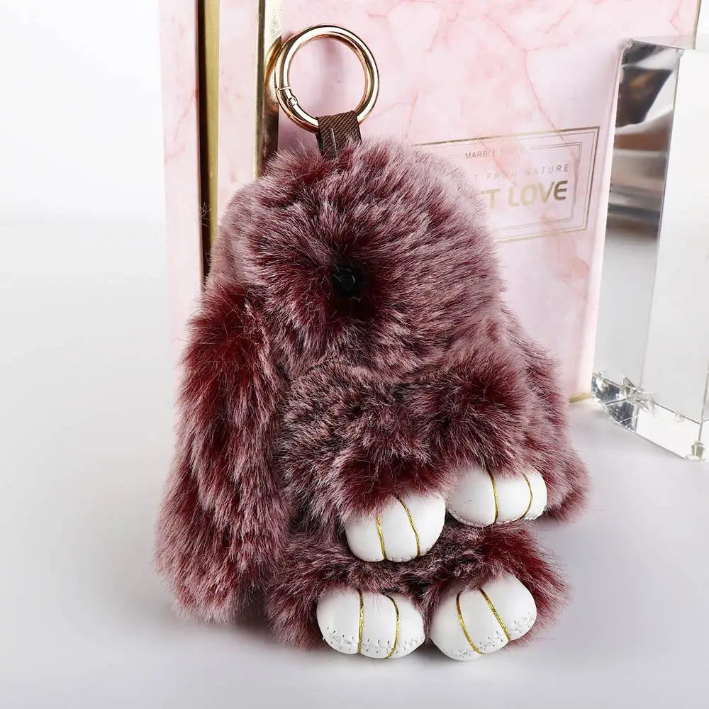 Fluffy Bunny Plush Keychain Cute Rabbit Bag Charm
