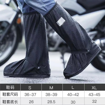 Rain Boot Shoe Covers – Black Waterproof High-Top Clear Rain & Dust Covers with Reflector for Motorcycle, Bike, Men & Women