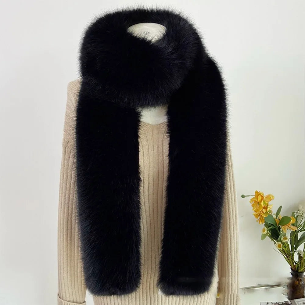 1pcFashionable 180cm Fake Fur Long Scarf Soft Plush Thick Long Strip Scarf Fur Decor Luxury Wraps Shawl Party Ladies Neck Warmer